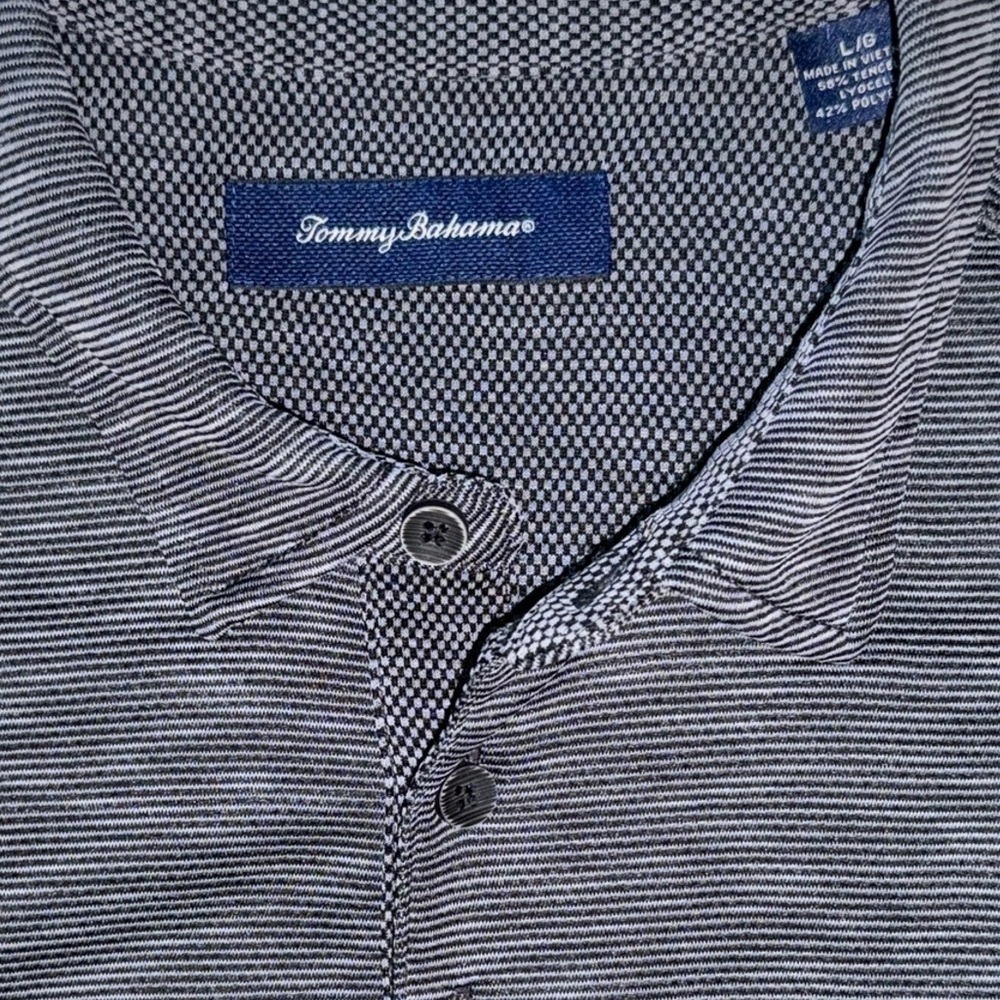 Tommy Bahama Men’s Gray Short Sleeve Polo Shirt Size L Tencel Blend